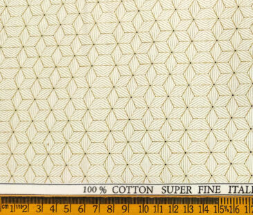 PEE GEE Men's Cotton Printed 2.25 Meter Unstitched Shirting Fabric (Cream)