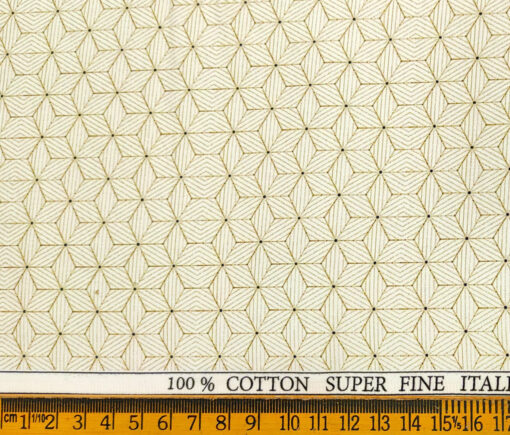 PEE GEE Men's Cotton Printed 2.25 Meter Unstitched Shirting Fabric (Cream)