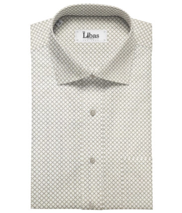 PEE GEE Men's Cotton Printed 2.25 Meter Unstitched Shirting Fabric (Cream and Beige)