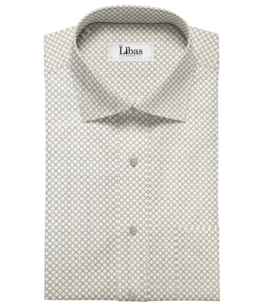 PEE GEE Men's Cotton Printed 2.25 Meter Unstitched Shirting Fabric (Cream and Beige)