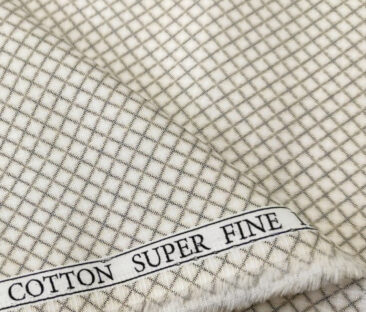 PEE GEE Men's Cotton Printed 2.25 Meter Unstitched Shirting Fabric (Cream and Beige)