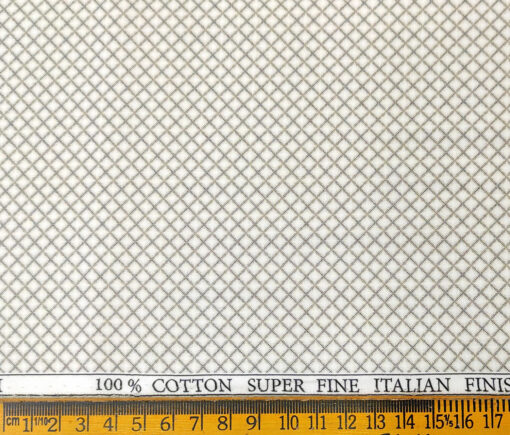 PEE GEE Men's Cotton Printed 2.25 Meter Unstitched Shirting Fabric (Cream and Beige)