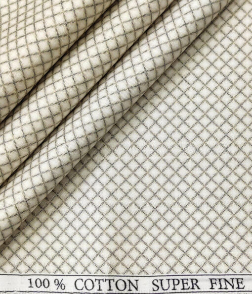 PEE GEE Men's Cotton Printed 2.25 Meter Unstitched Shirting Fabric (Cream and Beige)