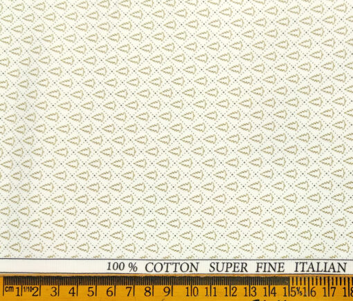 PEE GEE Men's Cotton Printed 2.25 Meter Unstitched Shirting Fabric (Milky White & Brown)