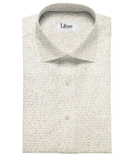 PEE GEE Men's Cotton Printed 2.25 Meter Unstitched Shirting Fabric (Milky White )