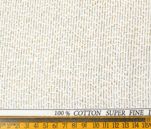 PEE GEE Men's Cotton Printed 2.25 Meter Unstitched Shirting Fabric (Milky White )