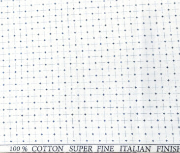 PEE GEE Men's Cotton Printed 2.25 Meter Unstitched Shirting Fabric (White)