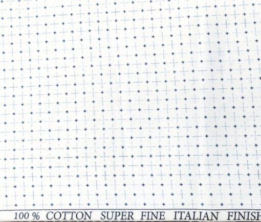 PEE GEE Men's Cotton Printed 2.25 Meter Unstitched Shirting Fabric (White)