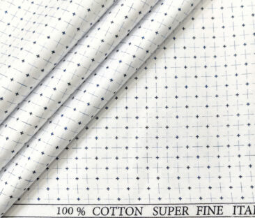 PEE GEE Men's Cotton Printed 2.25 Meter Unstitched Shirting Fabric (White)