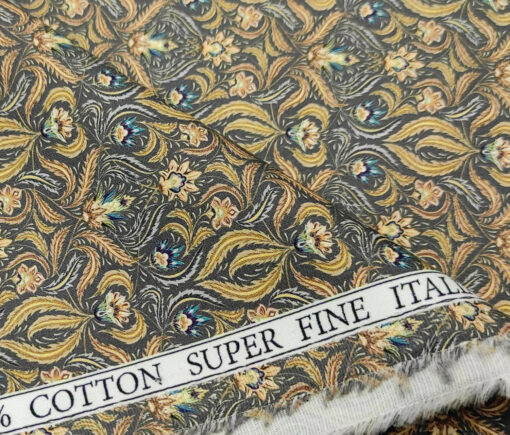 PEE GEE Men's Cotton Printed 2.25 Meter Unstitched Shirting Fabric (Multicolor)