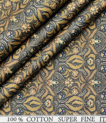 PEE GEE Men's Cotton Printed 2.25 Meter Unstitched Shirting Fabric (Multicolor)