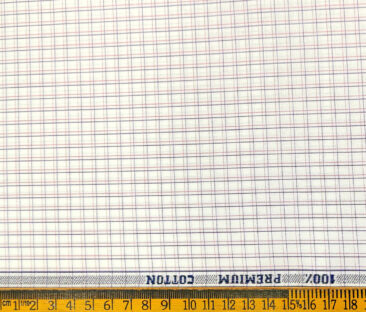 Raymond Men's Cotton Checks 2 Meter Unstitched Shirting Fabric (White)
