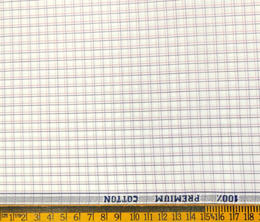 Raymond Men's Cotton Checks 2 Meter Unstitched Shirting Fabric (White)