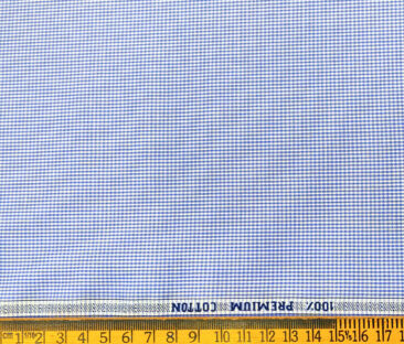 Raymond Men's Cotton Checks 2 Meter Unstitched Shirting Fabric (Blue)