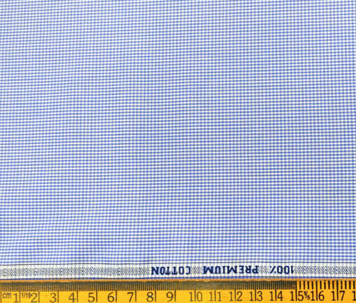 Raymond Men's Cotton Checks 2 Meter Unstitched Shirting Fabric (Blue)