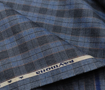 Raymond Men's Cotton Checks 1.50 Meter Unstitched Trouser Fabric (Light blue )