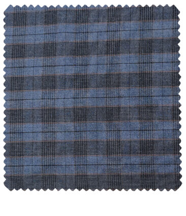 Raymond Men's Cotton Checks 1.50 Meter Unstitched Trouser Fabric (Light blue )