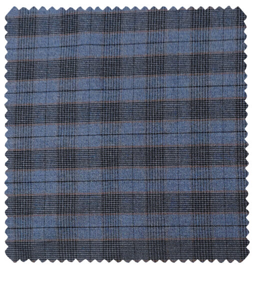 Raymond Men's Cotton Checks 1.50 Meter Unstitched Trouser Fabric (Light blue )