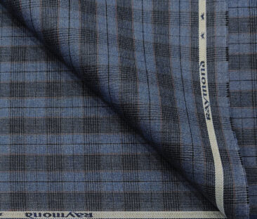 Raymond Men's Cotton Checks 1.50 Meter Unstitched Trouser Fabric (Light blue )