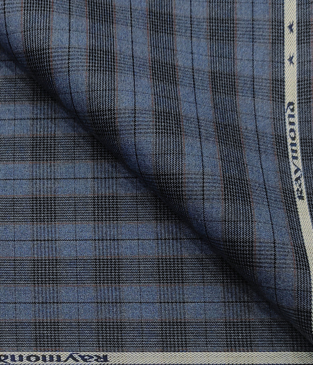 Raymond Men's Cotton Checks 1.50 Meter Unstitched Trouser Fabric (Light blue )