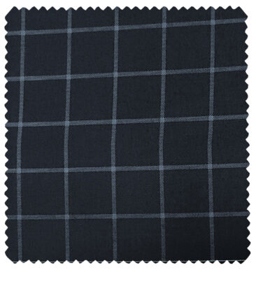 Raymond Men's Cotton Checks 1.50 Meter Unstitched Trouser Fabric (Dark Blue)