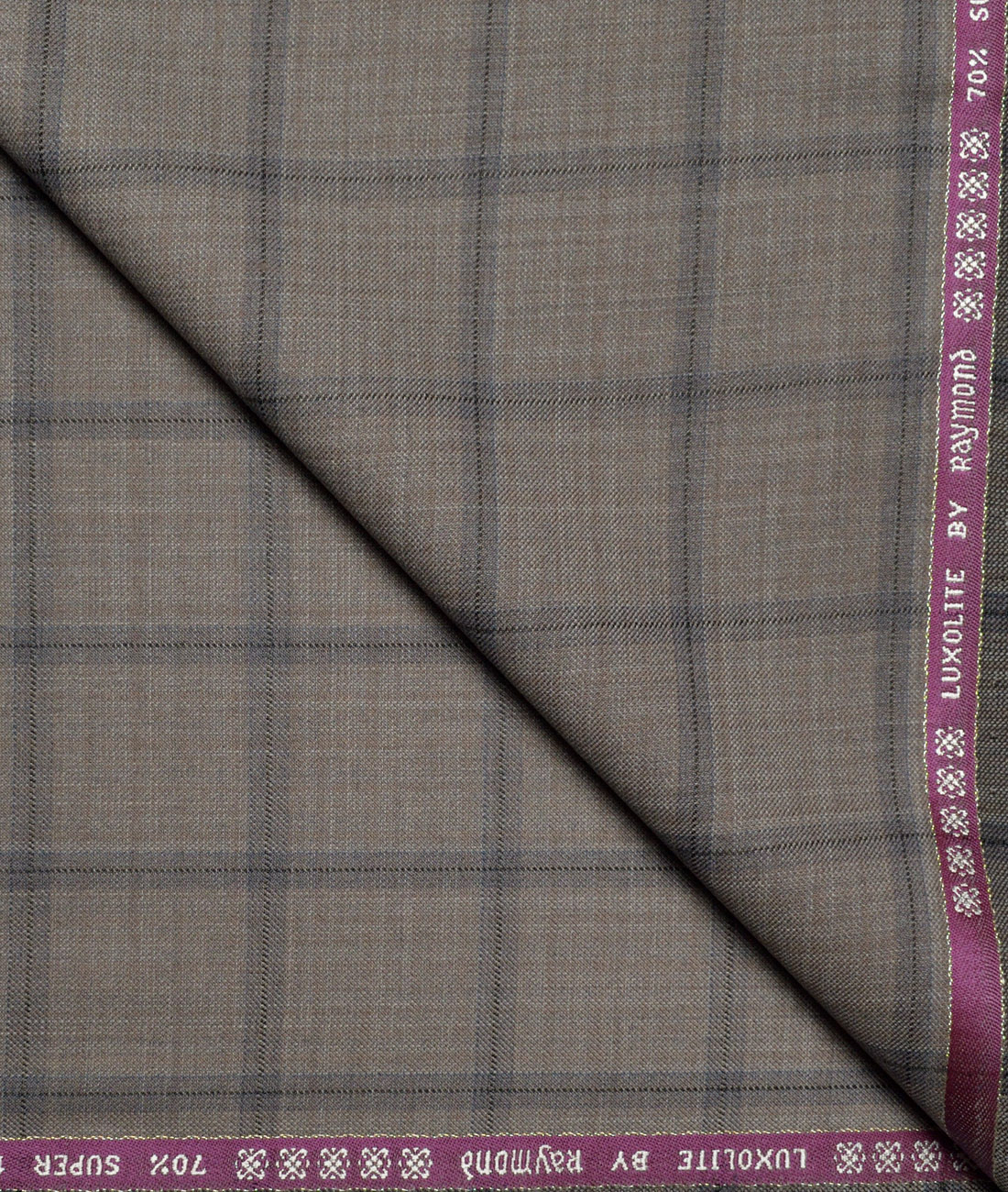 LSRAYWOOLSUIT756LGTBRNGRYBKCHKJAN70 Raymond Men's Wool Checks Super 120's Unstitched Suiting Fabric (Light Brown) - Image 1