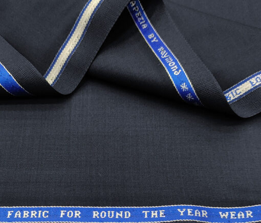 Raymond Men's Wool Solids 3.75 Meter Unstitched Suiting Fabric (Dark Navy Blue)