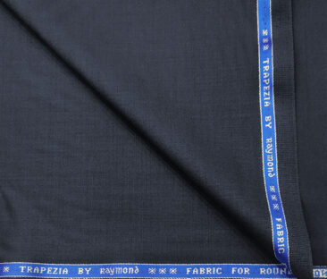 Raymond Men's Wool Solids 3.75 Meter Unstitched Suiting Fabric (Dark Navy Blue)
