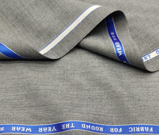 Raymond Men's Wool Solids 3.75 Meter Unstitched Suiting Fabric (Light Worsted Grey)
