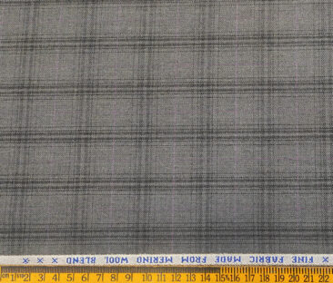 Raymond Men's Wool Checks 3.75 Meter Unstitched Suiting Fabric (Worsted Grey)