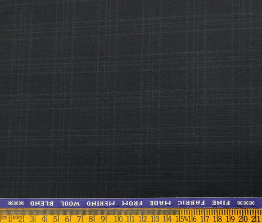 Raymond Men's Wool Checks  Unstitched Suiting Fabric (Dark Navy Blue)