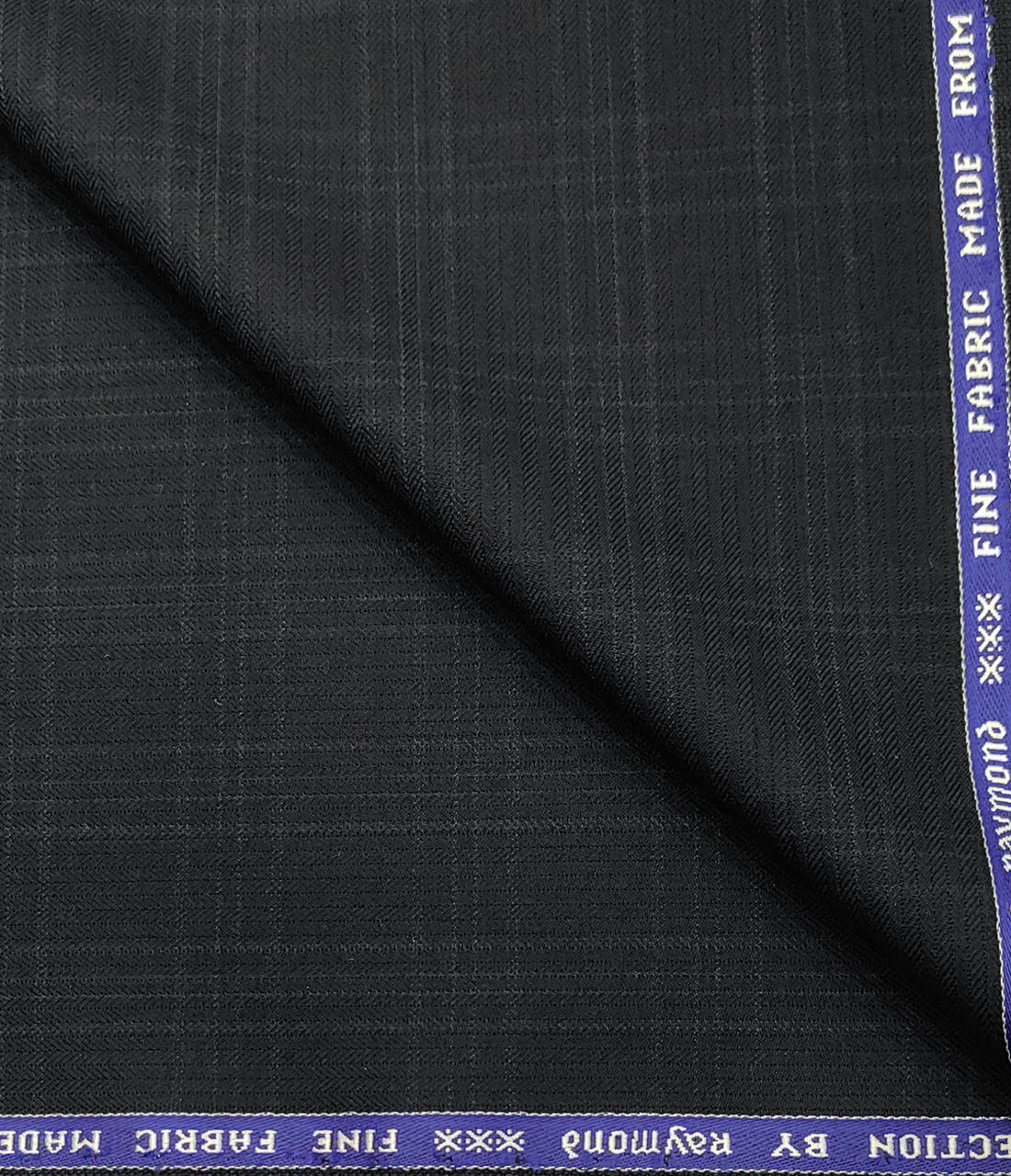 Raymond Men's Wool Checks  Unstitched Suiting Fabric (Dark Navy Blue)