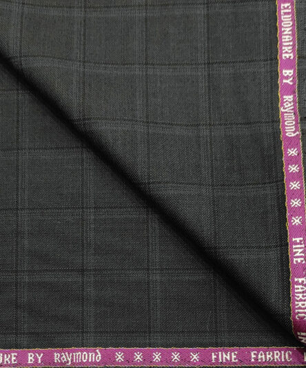 Raymond Men's Wool Checks Super 70's 1.25 Meter Unstitched Suiting Fabric (Dark Ash Grey)