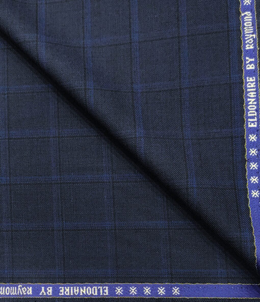Raymond Men's Wool Checks Super 70's 1.30 Meter Unstitched Suiting Fabric (Dark Royal Blue)