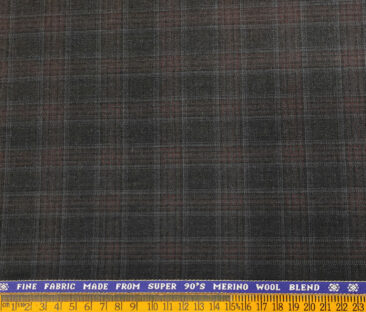Raymond Men's Wool Checks Super 90's 3 Meter Unstitched Suiting Fabric (Blackish Grey)