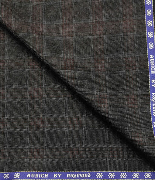 Raymond Men's Wool Checks Super 90's 3 Meter Unstitched Suiting Fabric (Blackish Grey)