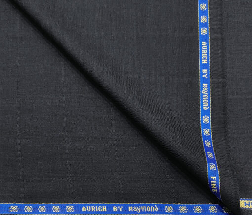 Raymond Men's Wool Checks Super 90's 1.30 Meter Unstitched Suiting Fabric (Dark Navy Blue)