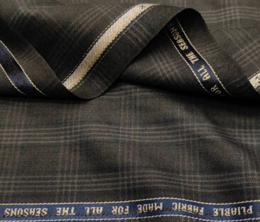 Raymond Men's Wool Checks 3 Meter Unstitched Suiting Fabric (Dark Brown)