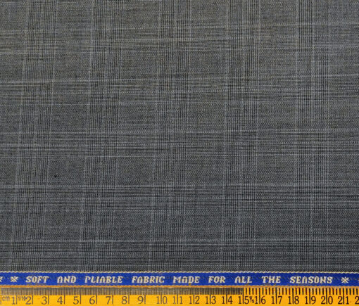 Raymond Men's Wool Checks 3.75 Meter Unstitched Suiting Fabric (Grey)