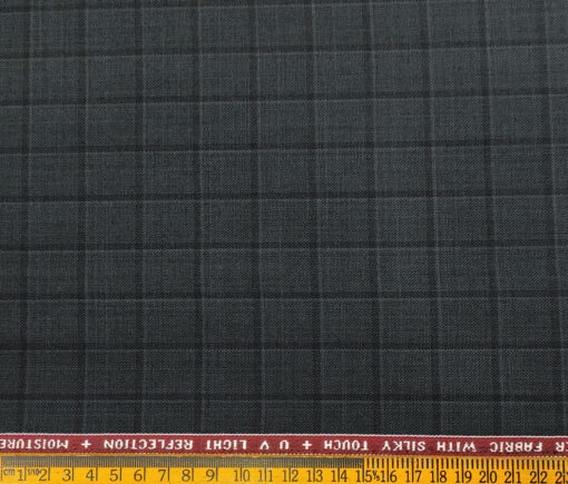 Raymond Men's Wool Checks  Unstitched Suiting Fabric (Dark Sea Green)