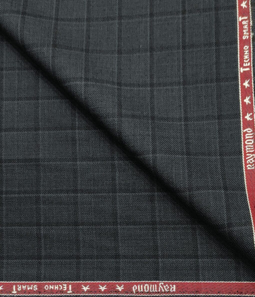 Raymond Men's Wool Checks  Unstitched Suiting Fabric (Dark Sea Green)
