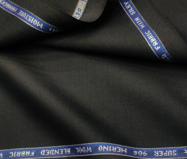 Raymond Men's Wool Solids Super 90's 3.75 Meter Unstitched Suiting Fabric (Black)