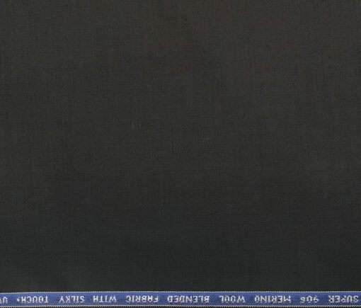 Raymond Men's Wool Solids Super 90's 3.75 Meter Unstitched Suiting Fabric (Black)
