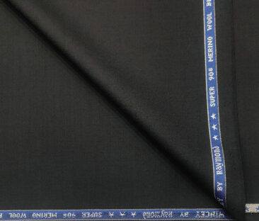 Raymond Men's Wool Solids Super 90's 3.75 Meter Unstitched Suiting Fabric (Black)