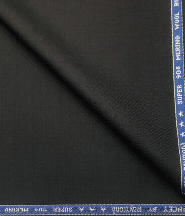 Raymond Men's Wool Solids Super 90's 3.75 Meter Unstitched Suiting Fabric (Black)