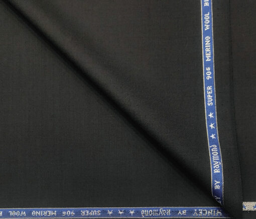 Raymond Men's Wool Solids Super 90's 3.75 Meter Unstitched Suiting Fabric (Black)