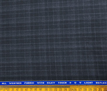 Raymond Men's Wool Checks 3.75 Meter Unstitched Suiting Fabric (Dark Blue)