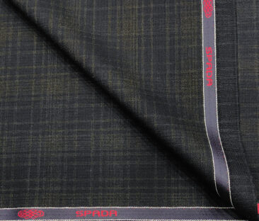 Spada Men's Wool Checks Super 90's 3.75 Meter Unstitched Suiting Fabric (Dark Blue)