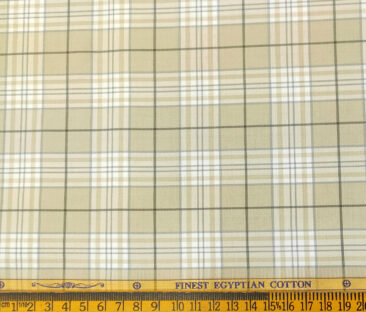Soktas Men's Giza Cotton Checks 2 Meter Unstitched Shirting Fabric (Beige)