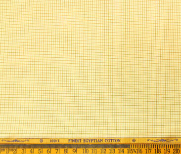 Soktas Men's Giza Cotton Checks 2 Meter Unstitched Shirting Fabric (Yellow)